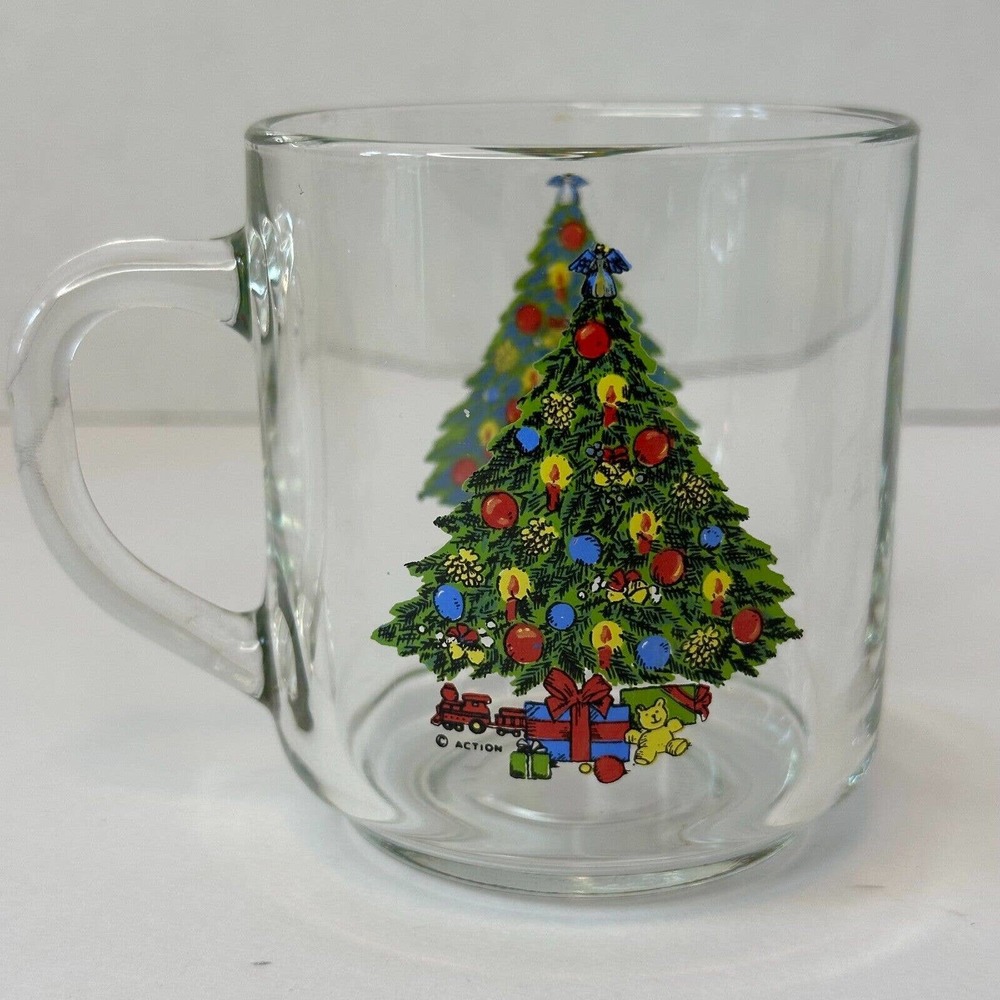 ACTION Luminarc Magic Glass Holiday Christmas Tree Mug/Cup 1971 VINTAGE